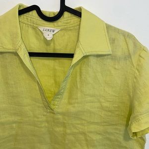 J. Crew Vintage 100% Linen Shirt S Short Sleeve Split Neck